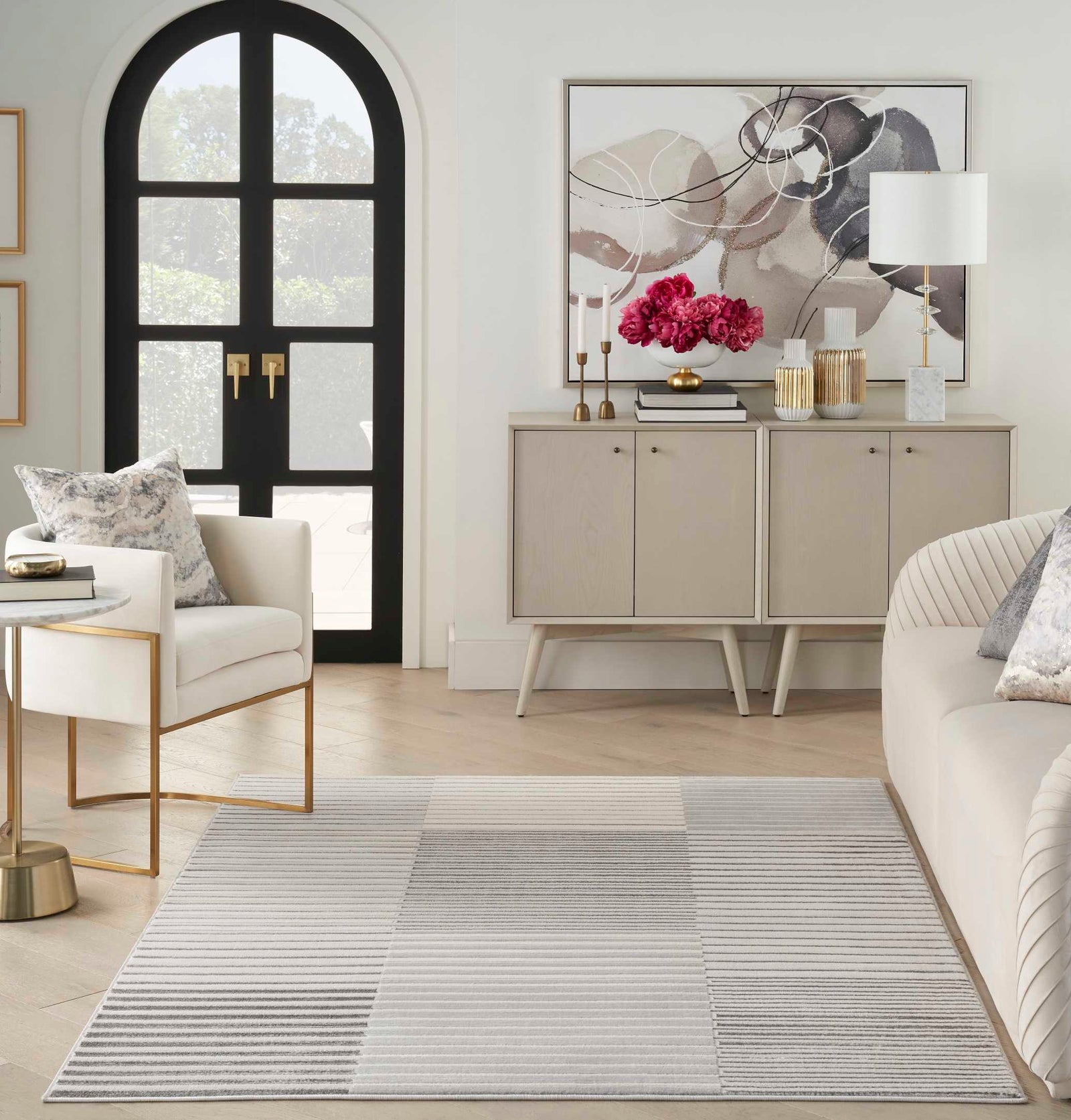 Brushstrokes Splash Area Rug - Silver Grey