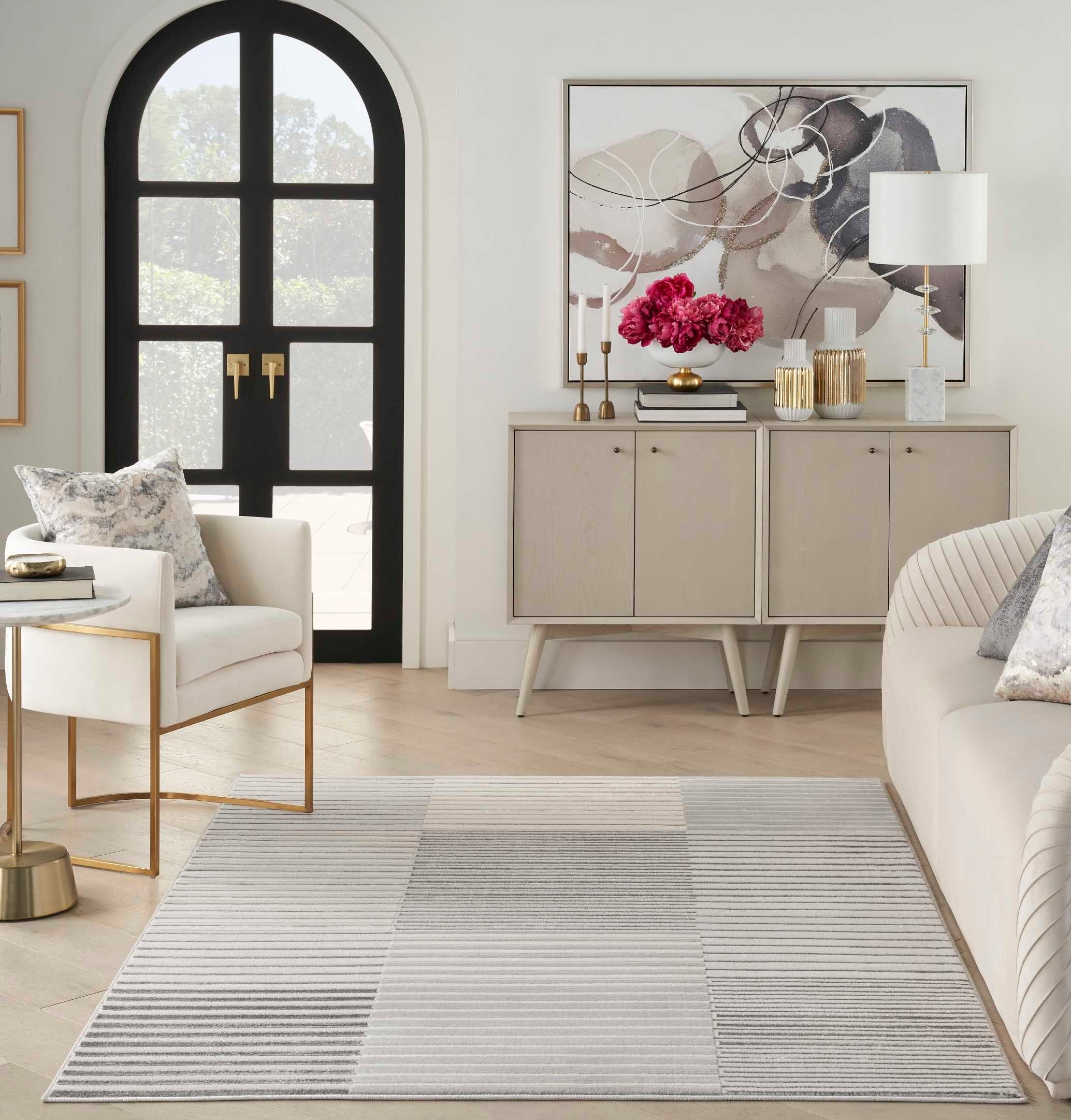 Brushstrokes Splash Area Rug - Silver Grey