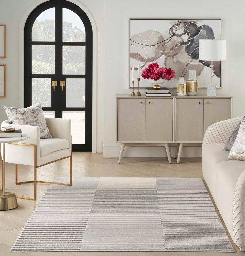 Brushstrokes Splash Area Rug - Silver Grey