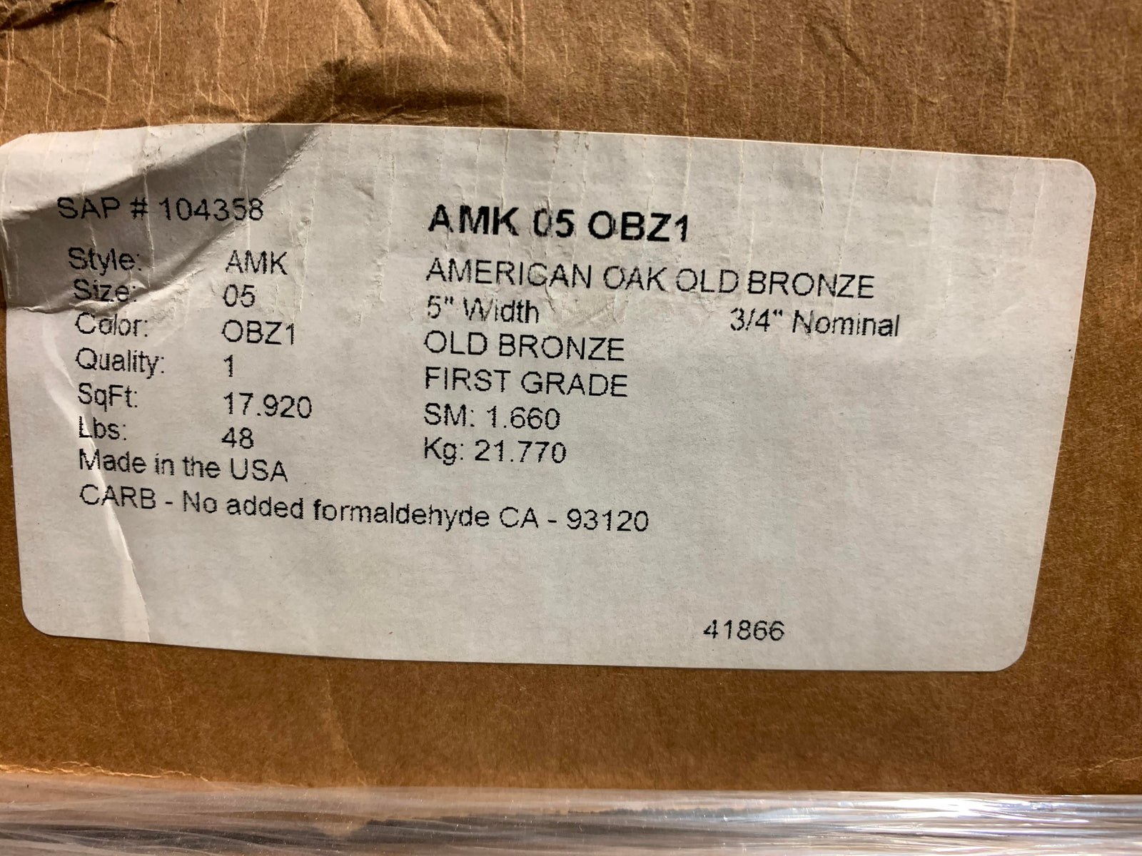 American Oak 3/4" X 5" Old Bronze 17.92