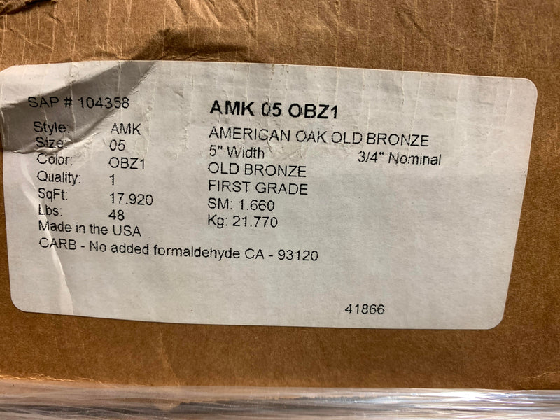 American Oak 3/4" X 5" Old Bronze 17.92