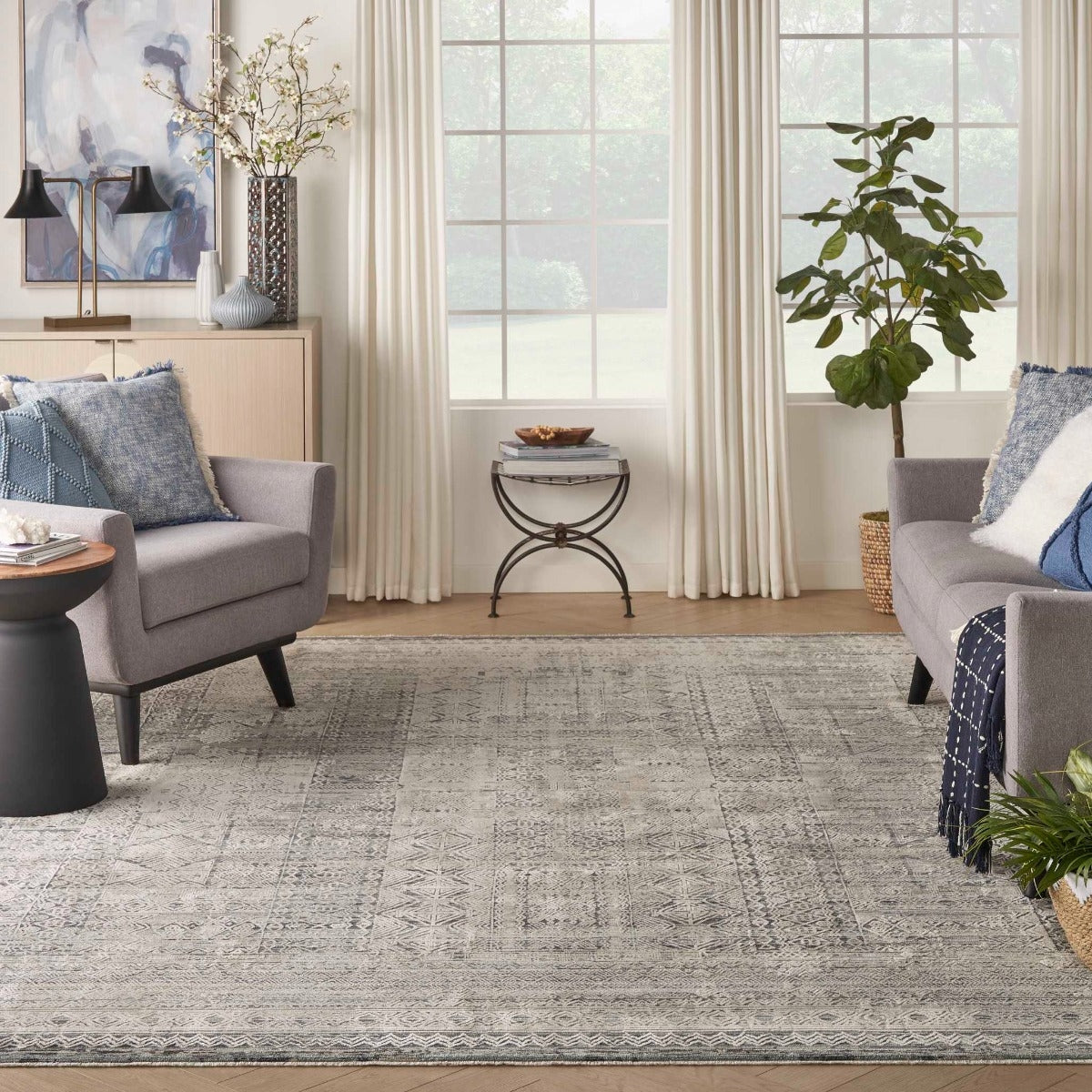 Lynx Area Rug - Ivory/Blue