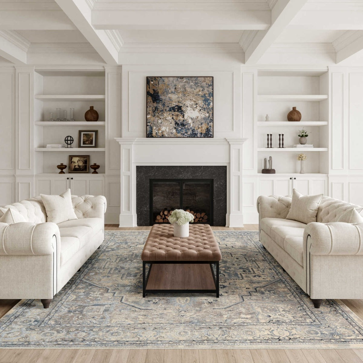 Sultana Area Rug - Ivory/Blue