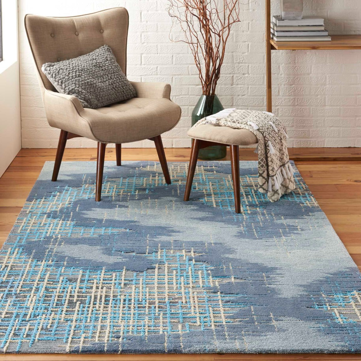 Symmetry Area Rug - Blue/Beige
