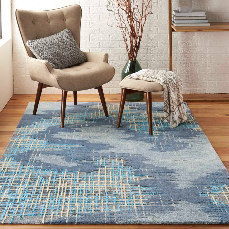 Symmetry Area Rug - Blue/Beige